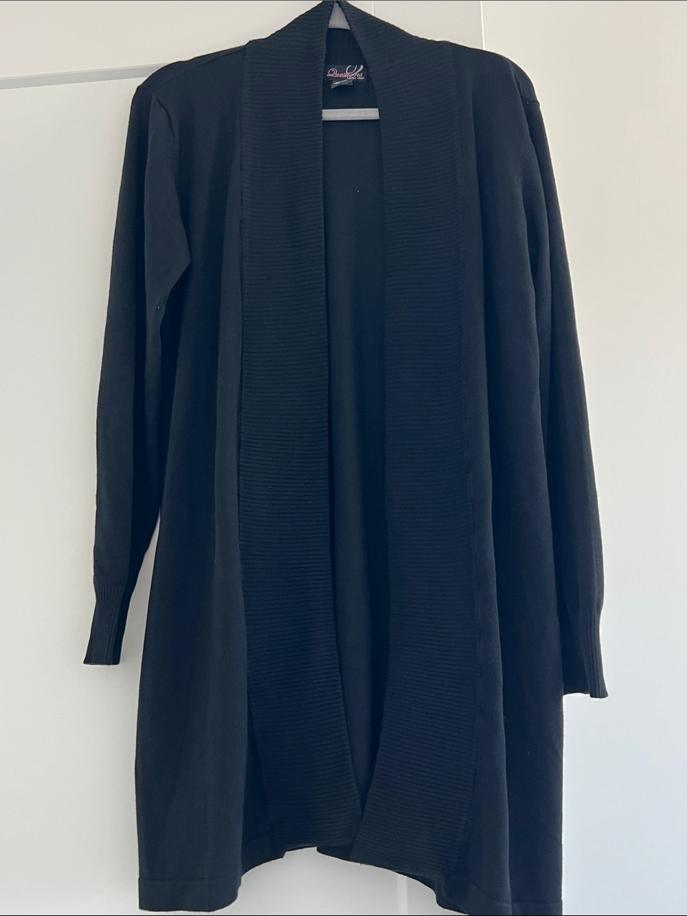 Say What? Black Open-Front Shawl Collar Cardigan